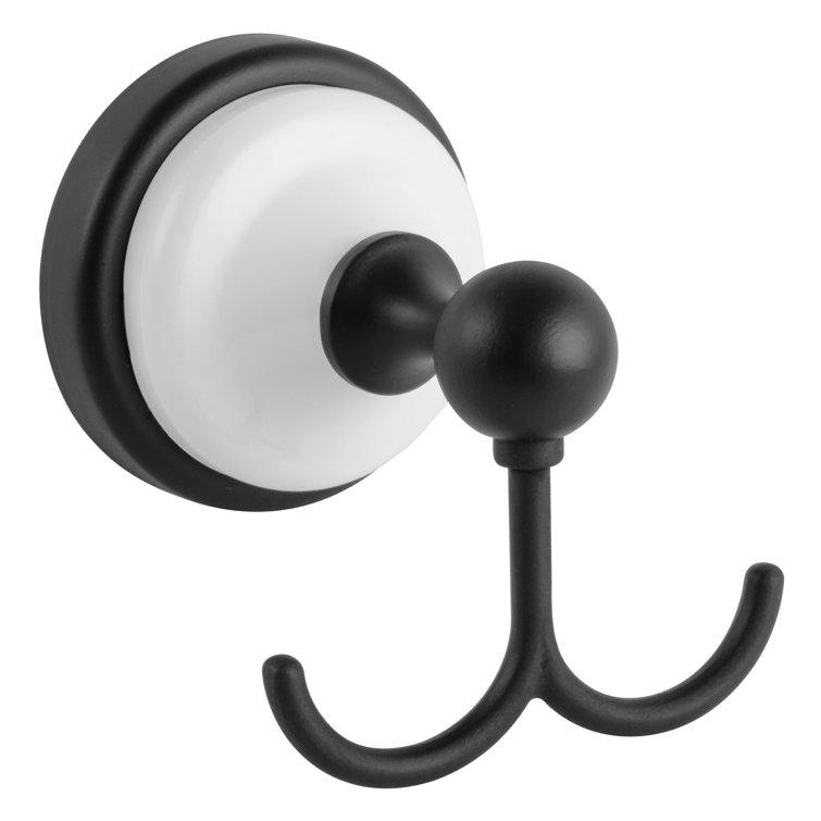 Savannah Matte Black and White Double Robe Hook