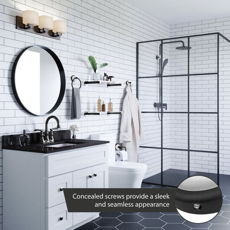 Savannah Matte Black and White 4-Piece Bathroom Hardware Set