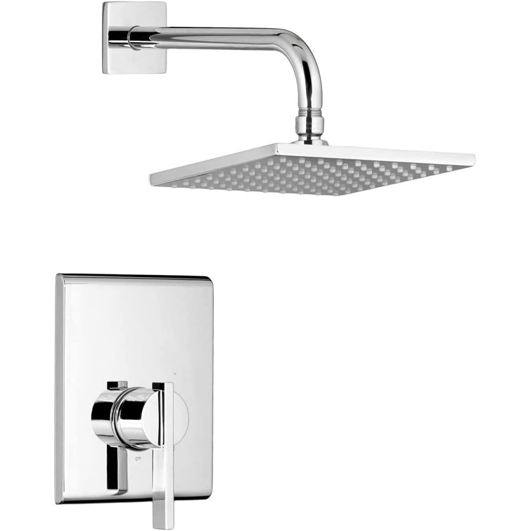 Chrome Square Wall Mounted Rain Shower Faucet Set