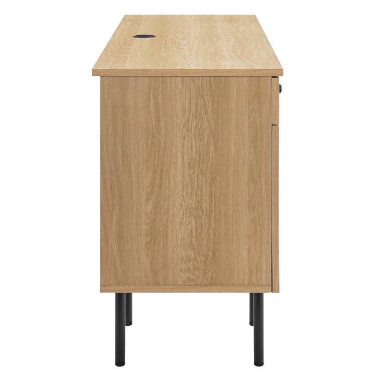 Chaucer Oak Wood Executive Desk with Rattan Detail and Storage