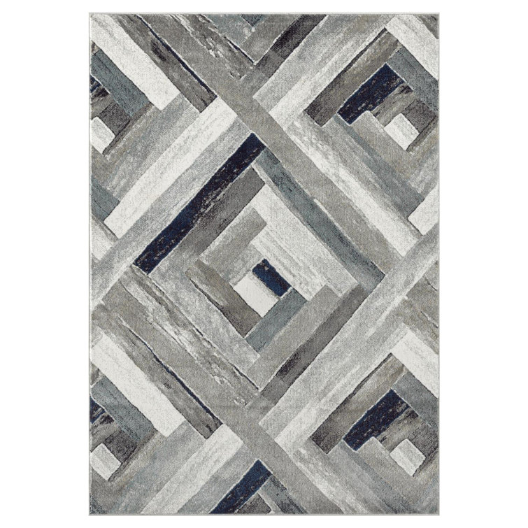 Elegant Gray Geometric 2x3 Synthetic Area Rug