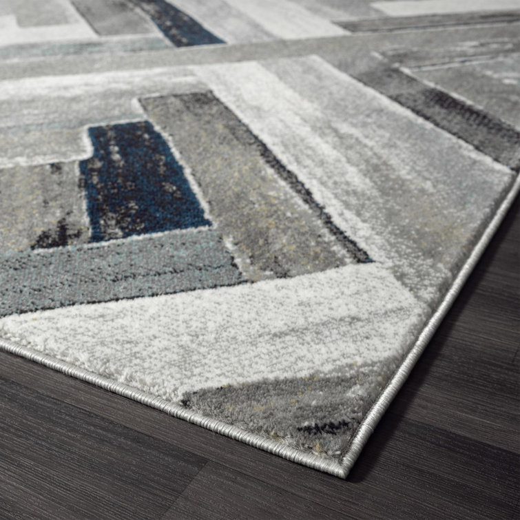 Elegant Gray Geometric 2x3 Synthetic Area Rug