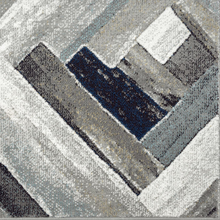 Elegant Gray Geometric 2x3 Synthetic Area Rug