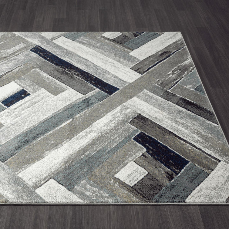 Elegant Gray Geometric 2x3 Synthetic Area Rug