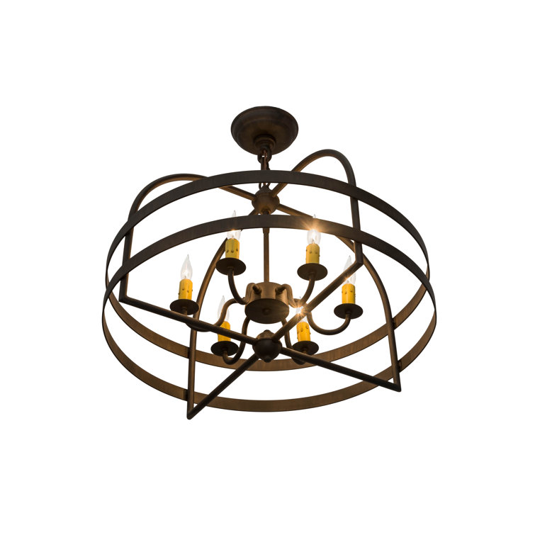 Rustic Ruby and Chocolate 6-Light Mini Candle Chandelier