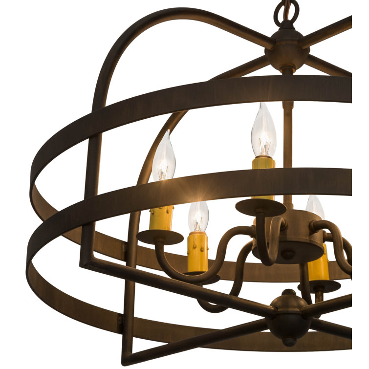 Rustic Ruby and Chocolate 6-Light Mini Candle Chandelier