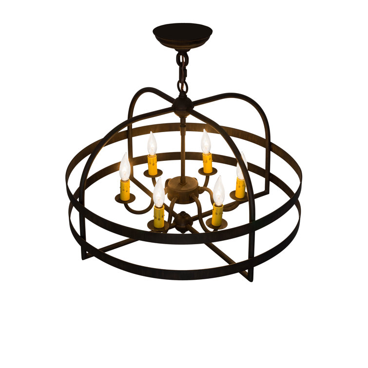 Rustic Ruby and Chocolate 6-Light Mini Candle Chandelier