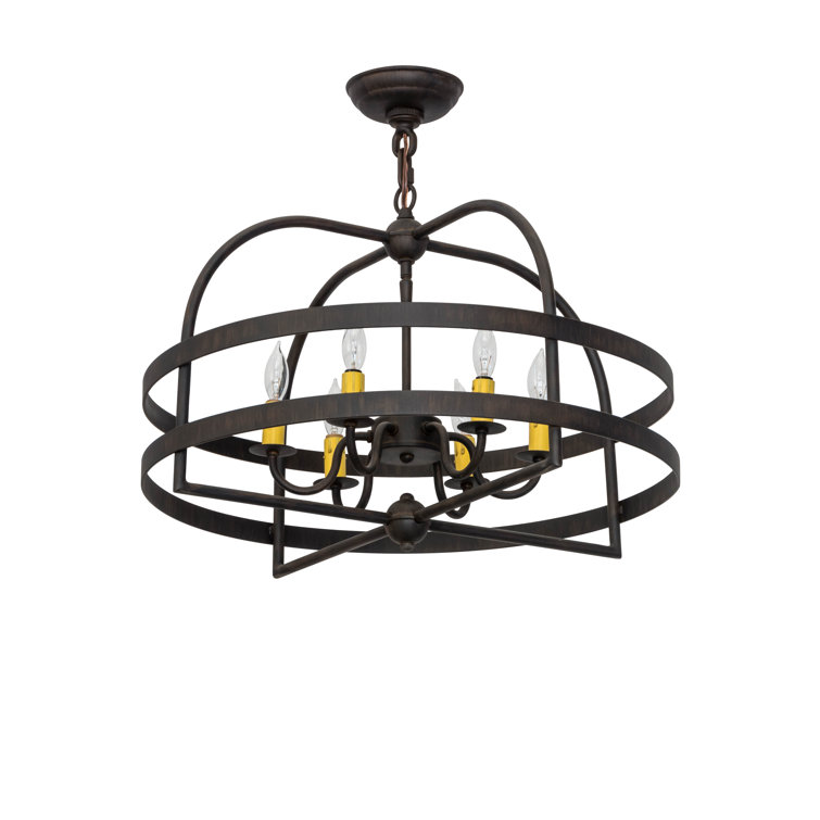 Rustic Ruby and Chocolate 6-Light Mini Candle Chandelier