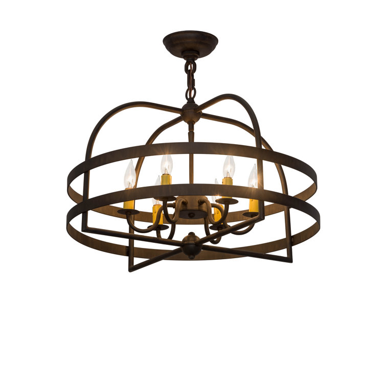 Rustic Ruby and Chocolate 6-Light Mini Candle Chandelier
