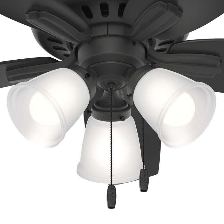 42" Matte Black Low Profile Ceiling Fan with LED Light