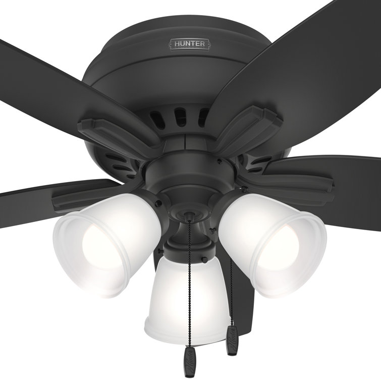 42" Matte Black Low Profile Ceiling Fan with LED Light