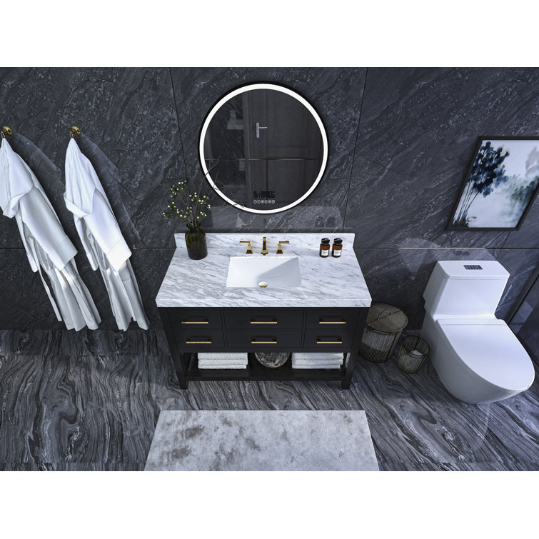 Elizabeth 48'' Black Onyx Vanity with Marble Top