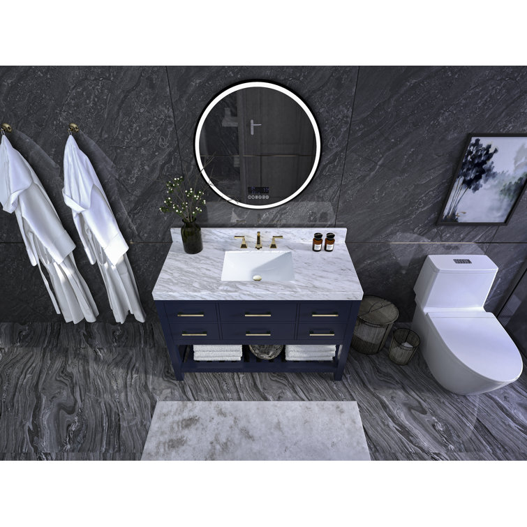 Elizabeth 48'' Heritage Blue Wood Vanity with Marble Top
