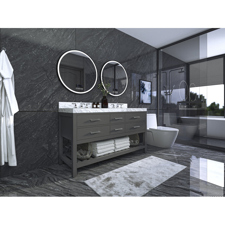 Elizabeth 60'' Sapphire Gray Double Vanity with Carrara Marble Top