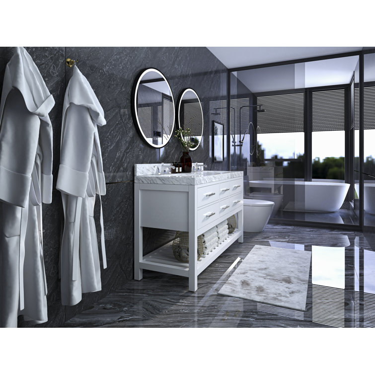 Elizabeth 60'' White Marble Double Vanity with Gold Hardware