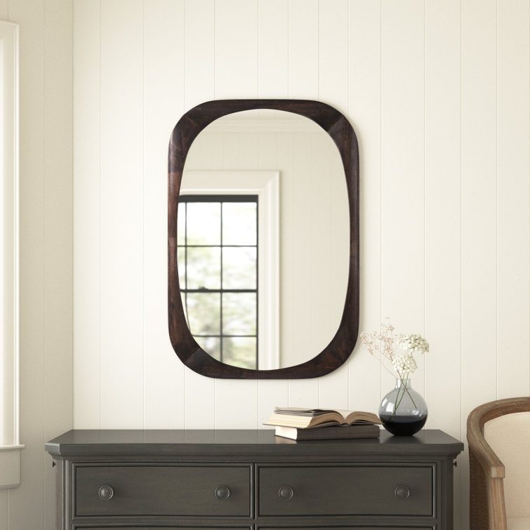 Henna Dark Walnut Wood Framed Wall Mirror