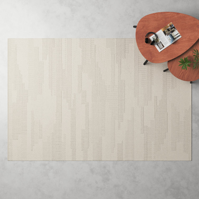 Handwoven Cream Wool Flatweave 8' x 10' Rug