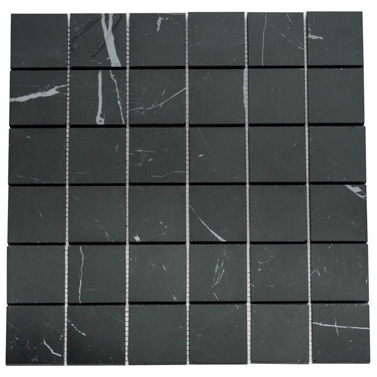 Nero Marquina Matte Porcelain Mosaic Tile 12" x 12"