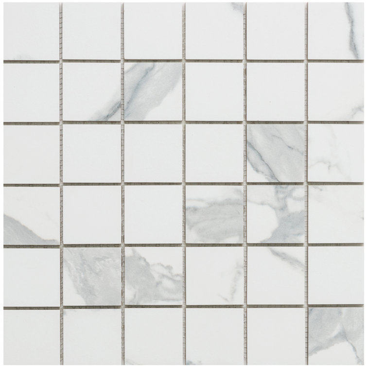 Calacatta Matte Porcelain 12" x 12" Mosaic Tile Sheet