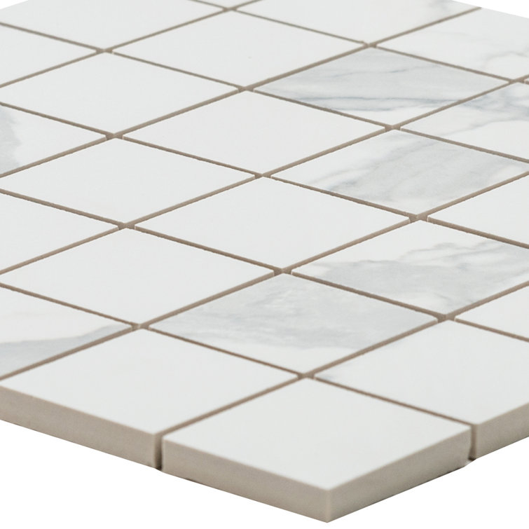 Calacatta Matte Porcelain 12" x 12" Mosaic Tile Sheet