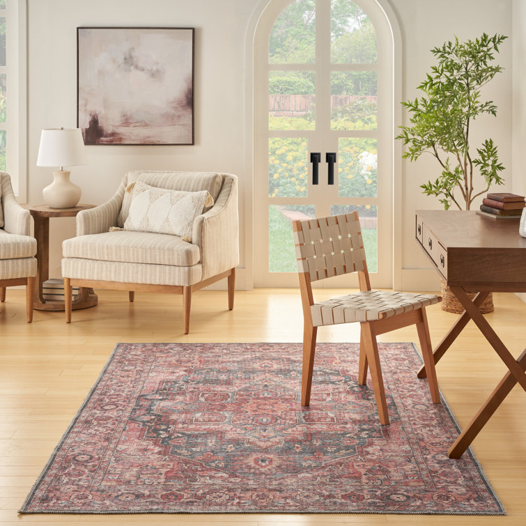 Multicolor Floral Cotton Chenille 5' x 7' Area Rug