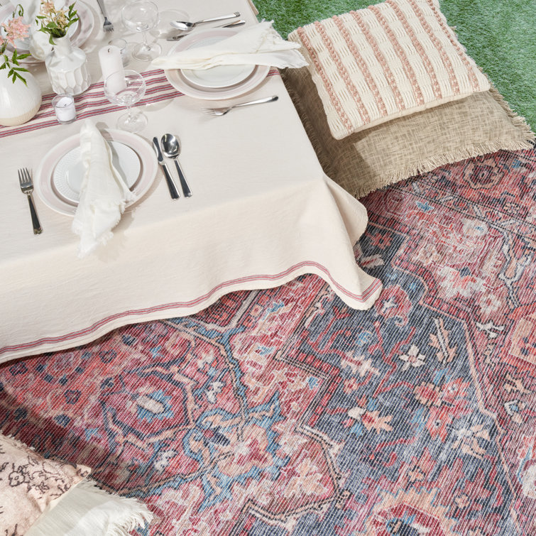 Multicolor Floral Cotton Chenille 5' x 7' Area Rug