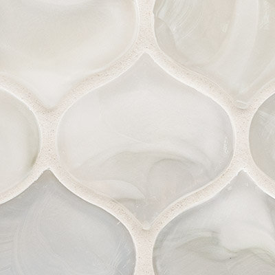 Pearla Arabesque White Glass Mesh Mounted Mosaic Wall Tile