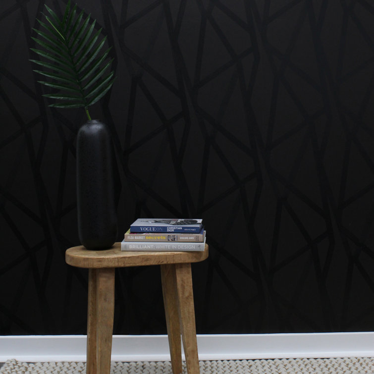 Black Metallic Geometric Self-Adhesive Vinyl Wallpaper