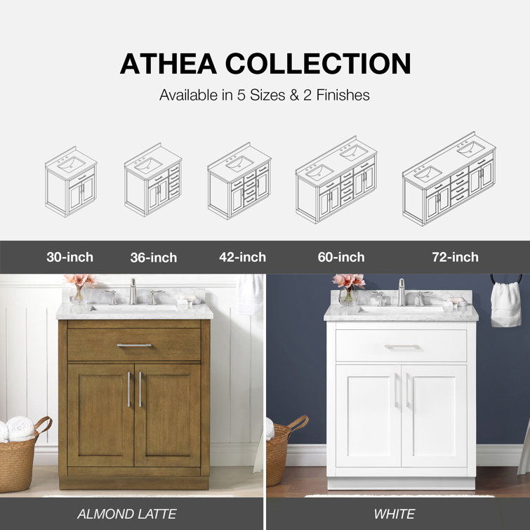 Almond Latte 30" Freestanding Bathroom Vanity with Marble Countertop