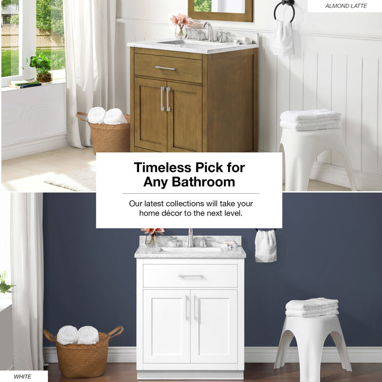 Almond Latte 30" Freestanding Bathroom Vanity with Marble Countertop