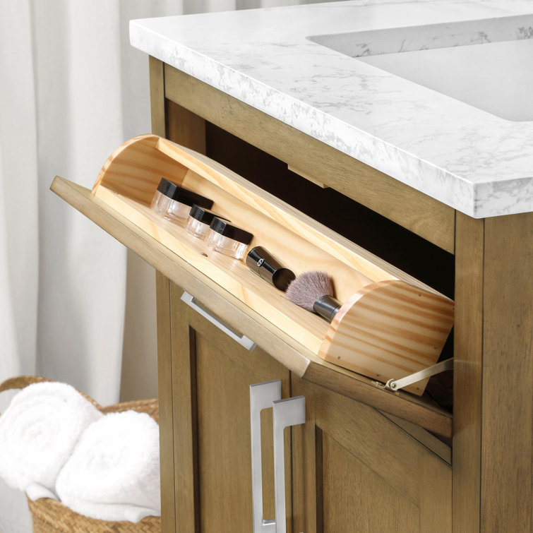 Almond Latte 30" Freestanding Bathroom Vanity with Marble Countertop
