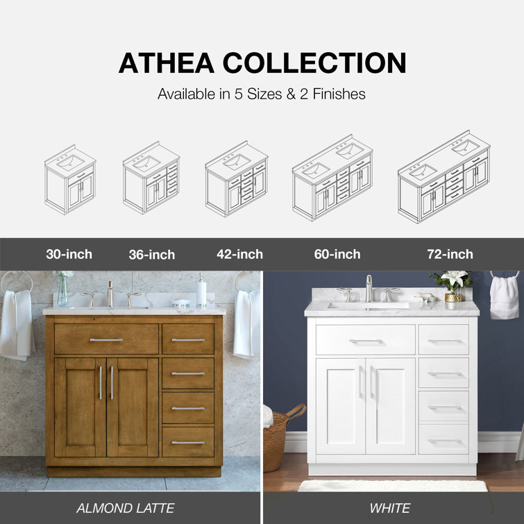 Athea 36'' Almond Latte Freestanding Bathroom Vanity with Marble Top