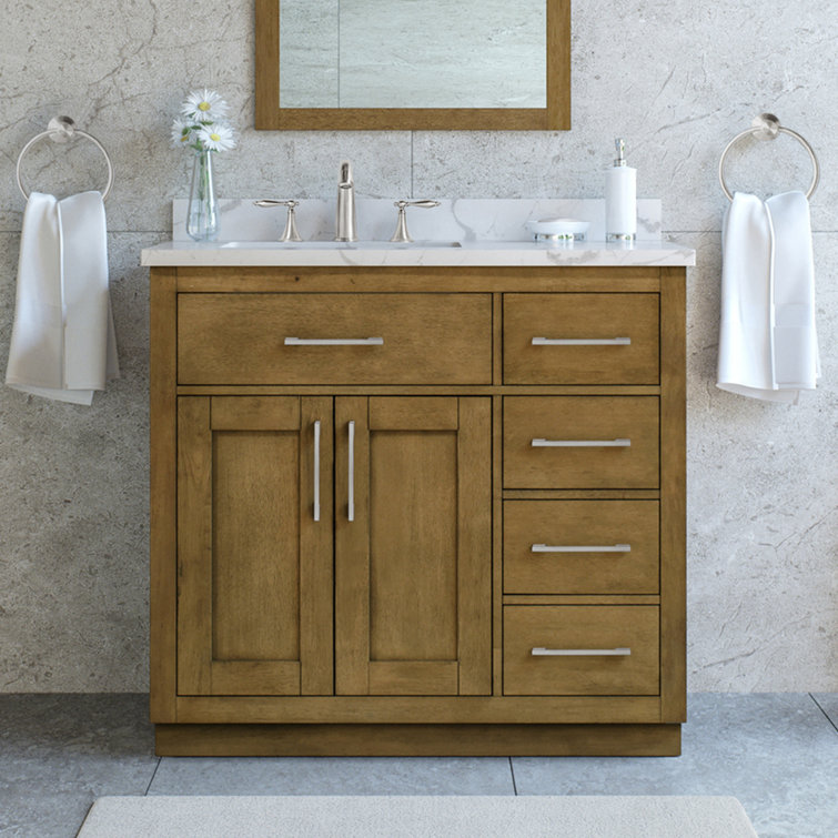 Athea 36'' Almond Latte Freestanding Bathroom Vanity with Marble Top