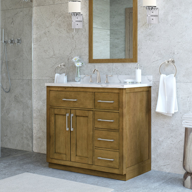 Athea 36'' Almond Latte Freestanding Bathroom Vanity with Marble Top