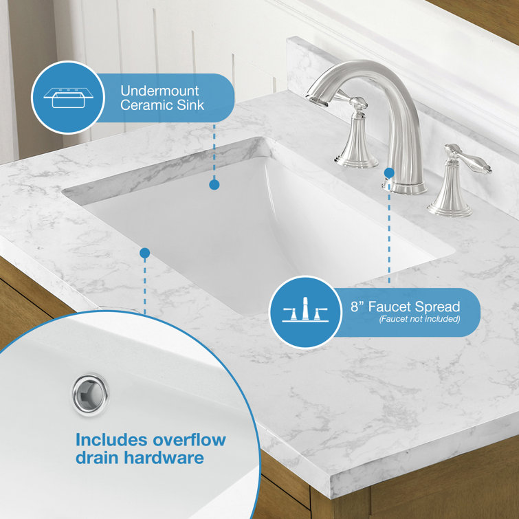 Athea 36'' Almond Latte Freestanding Bathroom Vanity with Marble Top