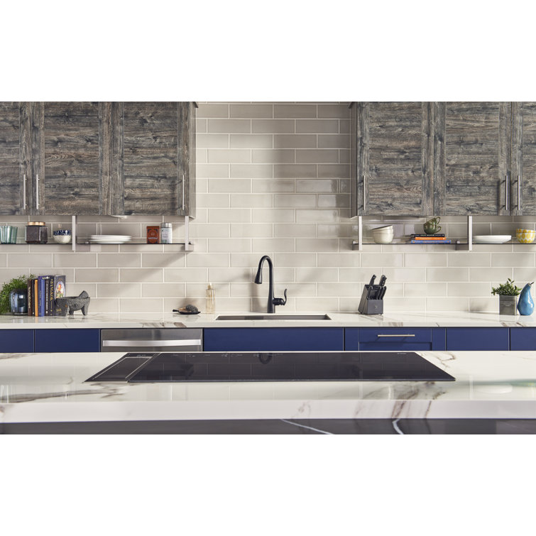 Portico Pearl Glossy Ceramic Subway Wall Tile, 4" x 12"