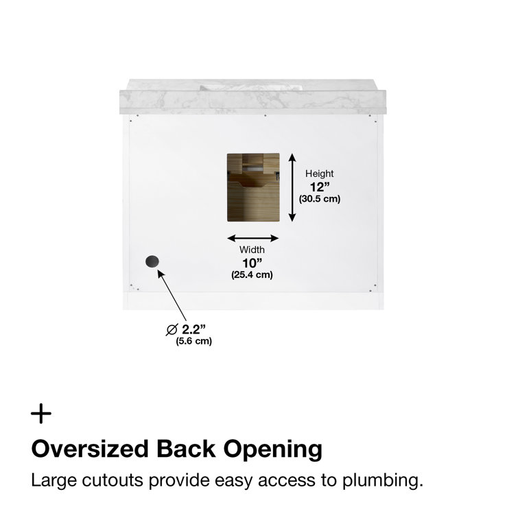 Athea 42" Pure White Freestanding Bathroom Vanity with Marble Countertop