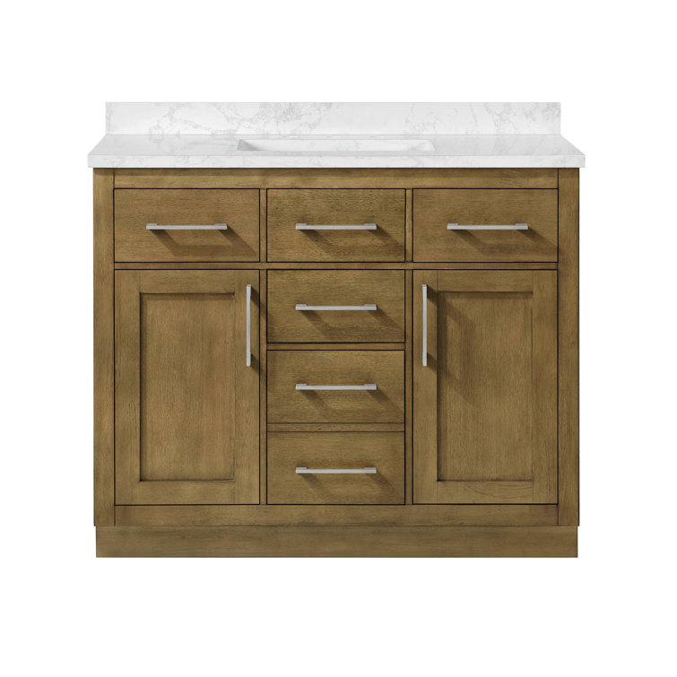 Athea 42" Almond Latte Freestanding Bathroom Vanity with Marble Countertop