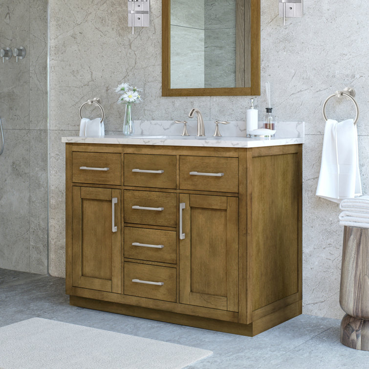 Athea 42" Almond Latte Freestanding Bathroom Vanity with Marble Countertop