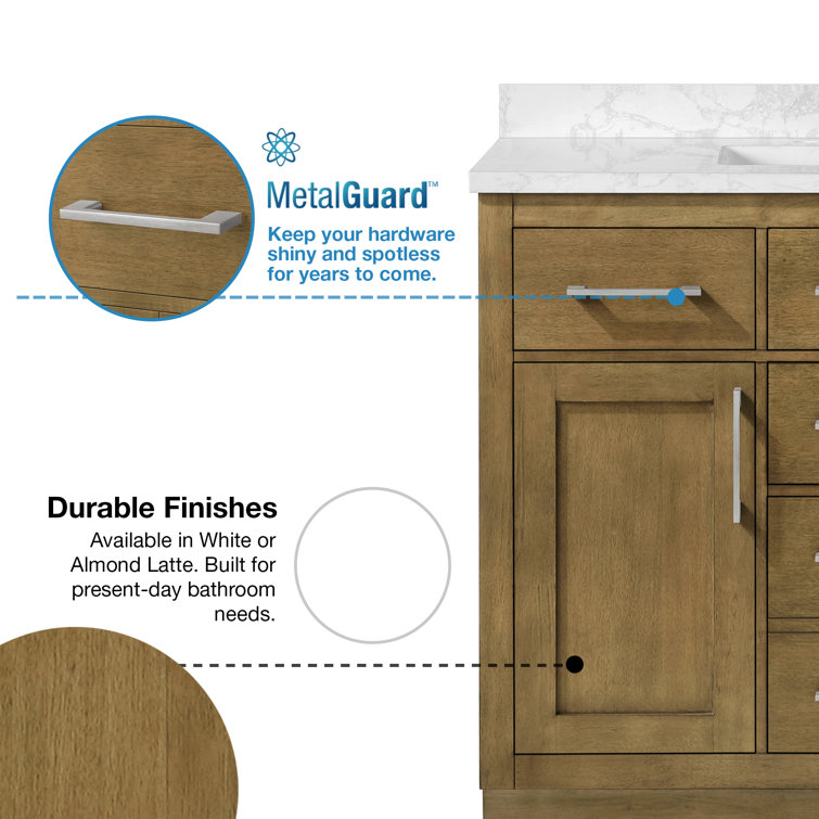 Athea 42" Almond Latte Freestanding Bathroom Vanity with Marble Countertop