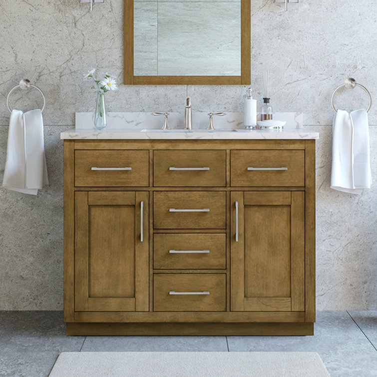 Athea 42" Almond Latte Freestanding Bathroom Vanity with Marble Countertop