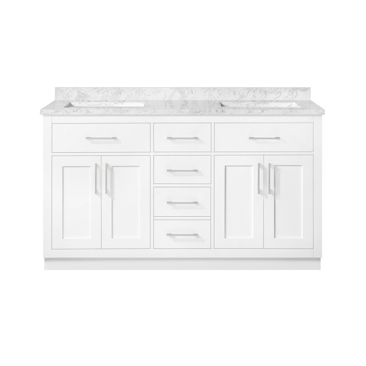 Athea 60" Pure White Freestanding Double Sink Bathroom Vanity