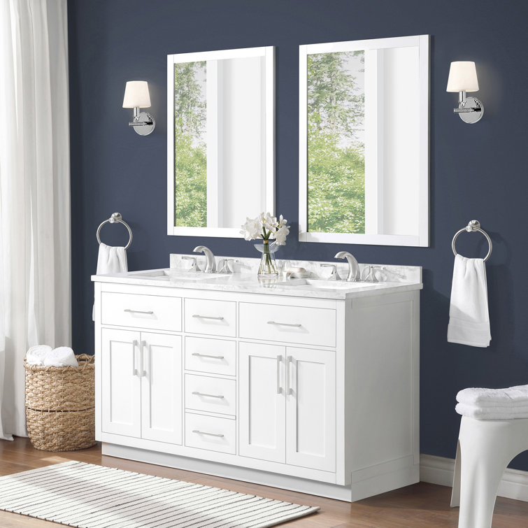 Athea 60" Pure White Freestanding Double Sink Bathroom Vanity