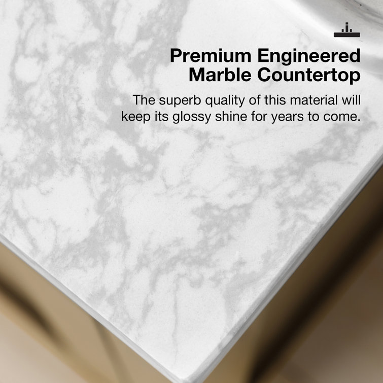Athea 60'' Almond Latte Double Sink Bathroom Vanity with Marble Top