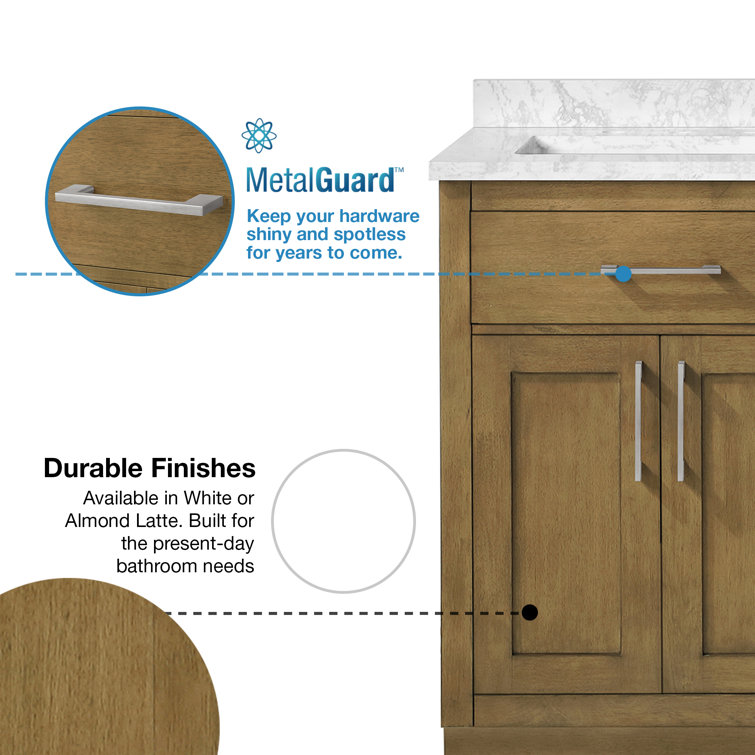 Athea 60'' Almond Latte Double Sink Bathroom Vanity with Marble Top