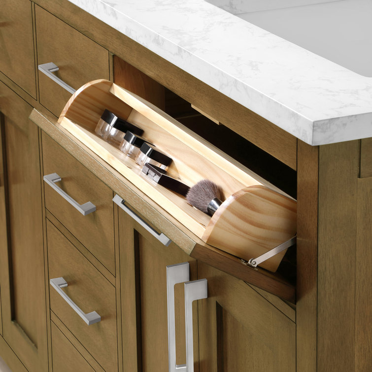Athea 60'' Almond Latte Double Sink Bathroom Vanity with Marble Top
