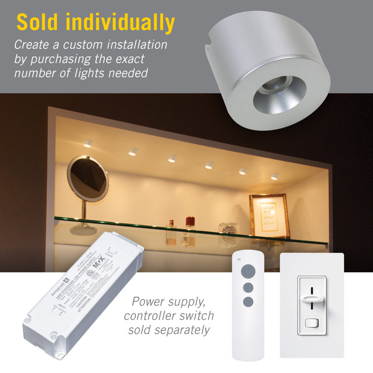 Matte Silver Aluminum Dimmable Under Cabinet LED Puck Light