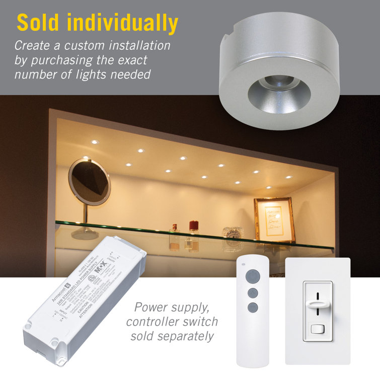 Flat Silver 2700K Warm White Under Cabinet LED Puck Light