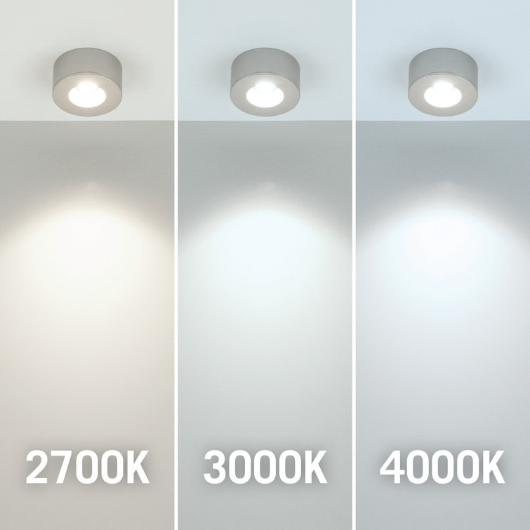 Flat Silver 2700K Warm White Under Cabinet LED Puck Light