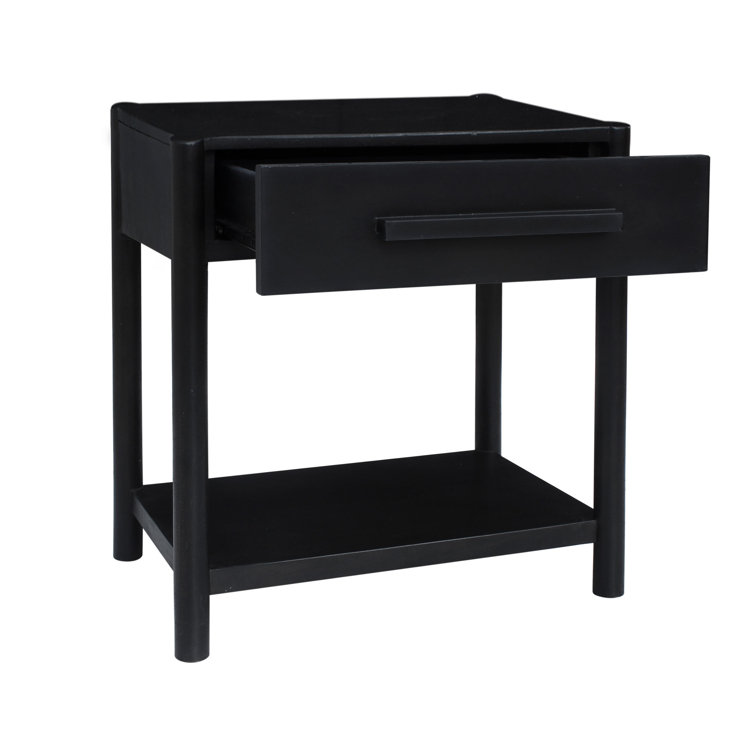 Egberto 22'' Black Oak 1-Drawer Nightstand